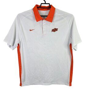 Mens Nike White & Orange OSU Cowboys Dri-FIT Polo Shirt Short Sleeve Size M